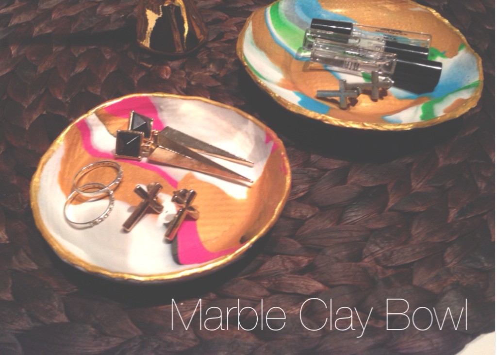 DIY hübsche Schmuckschale aus Fimo selber basteln - marble clay bowl