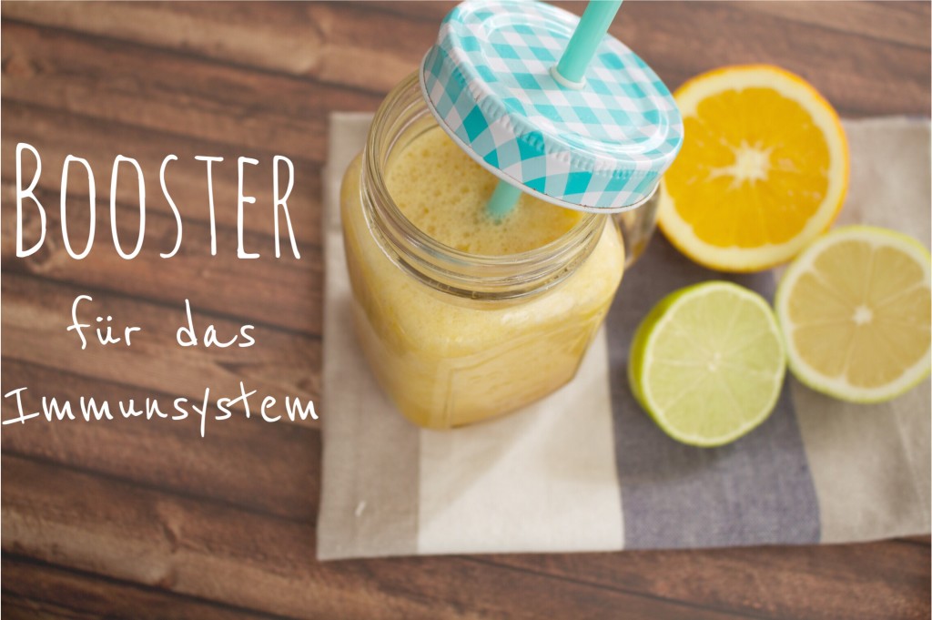 Poster für dein Immunsystem: frischer Smoothie aus Zitrusfrüchten