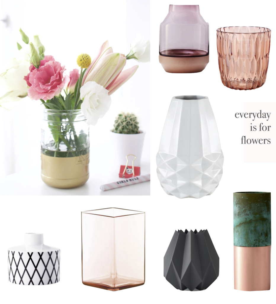 Tipps für den Vasenkauf - Collage mit einer Auswahl an modernen Vasen für zu Hause