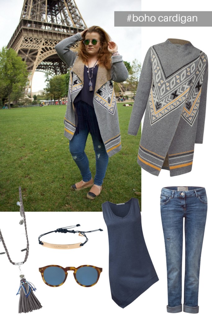 Shop the Look Collage: Boho-Parisian Look von CECIL - Boho Strickjacke für einen entspannten Herbsttag