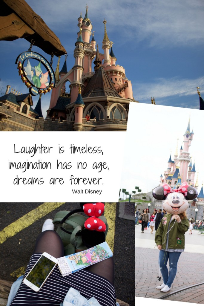 Disneyland Paris Bilder aus 2016 - Collage mit Walt Disney Spruch