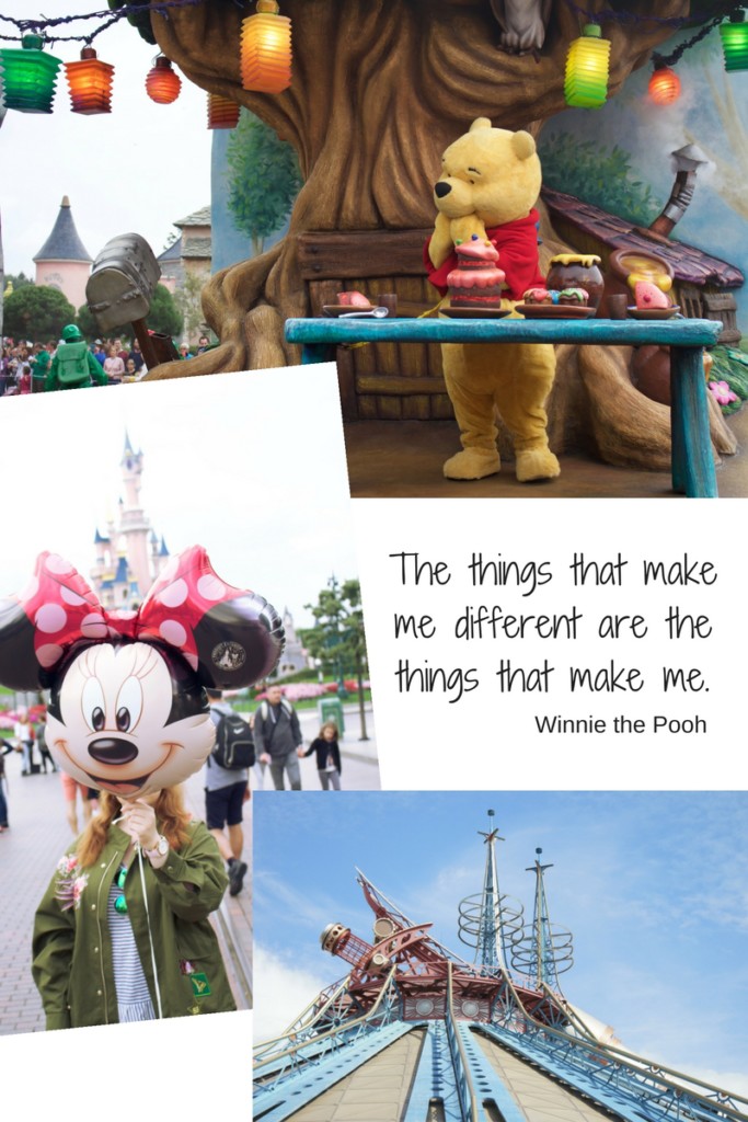 Disneyland Paris Bilder aus 2016 - Collage mit Winnie the Pooh Spruch