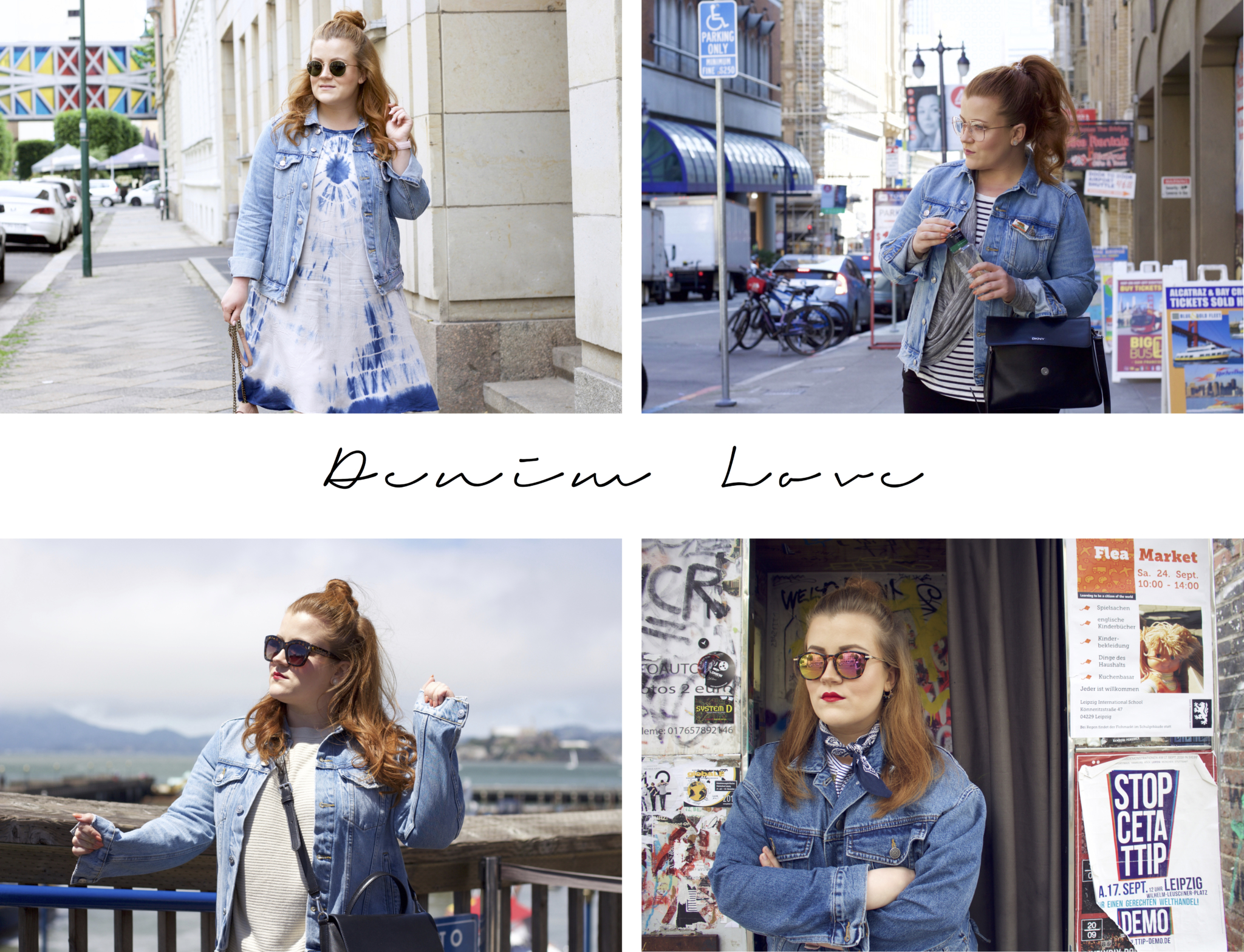 Collage mit 4 verschiedenen Looks - 5 Gründe, warum Jeansjacken ein wahrer Mode-Klassiker sind - Fashion Blog Leipzig Deutschland