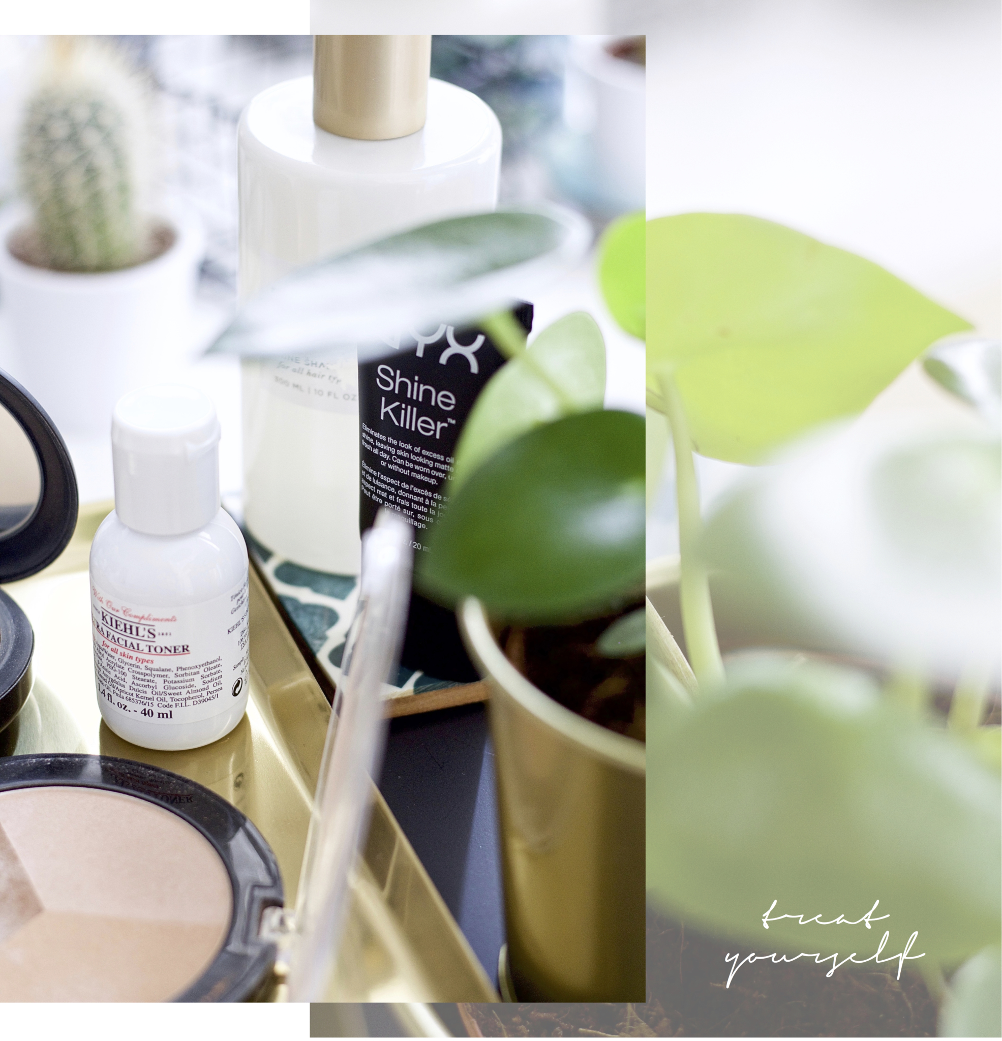 Collage mit Beauty Produkten: End of Summer Beauty Favoriten: Kiehl's, MAC, ROIL, H&M, NYX - Beauty Blog aus Leipzig