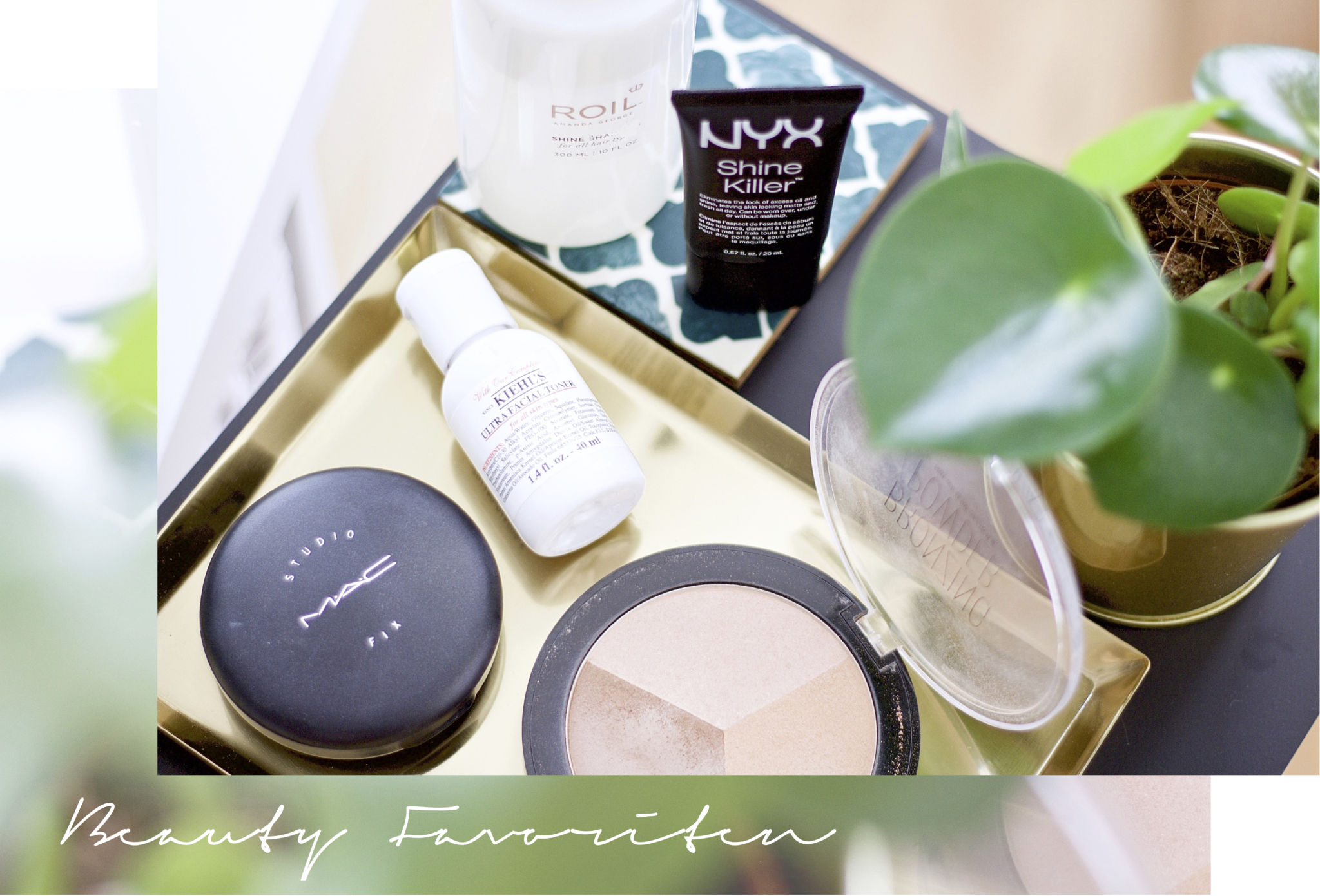 Titel Collage mit allen Beauty Produkten: End of Summer Beauty Favoriten: Kiehl's, MAC, ROIL, H&M, NYX - Beauty Blog aus Leipzig