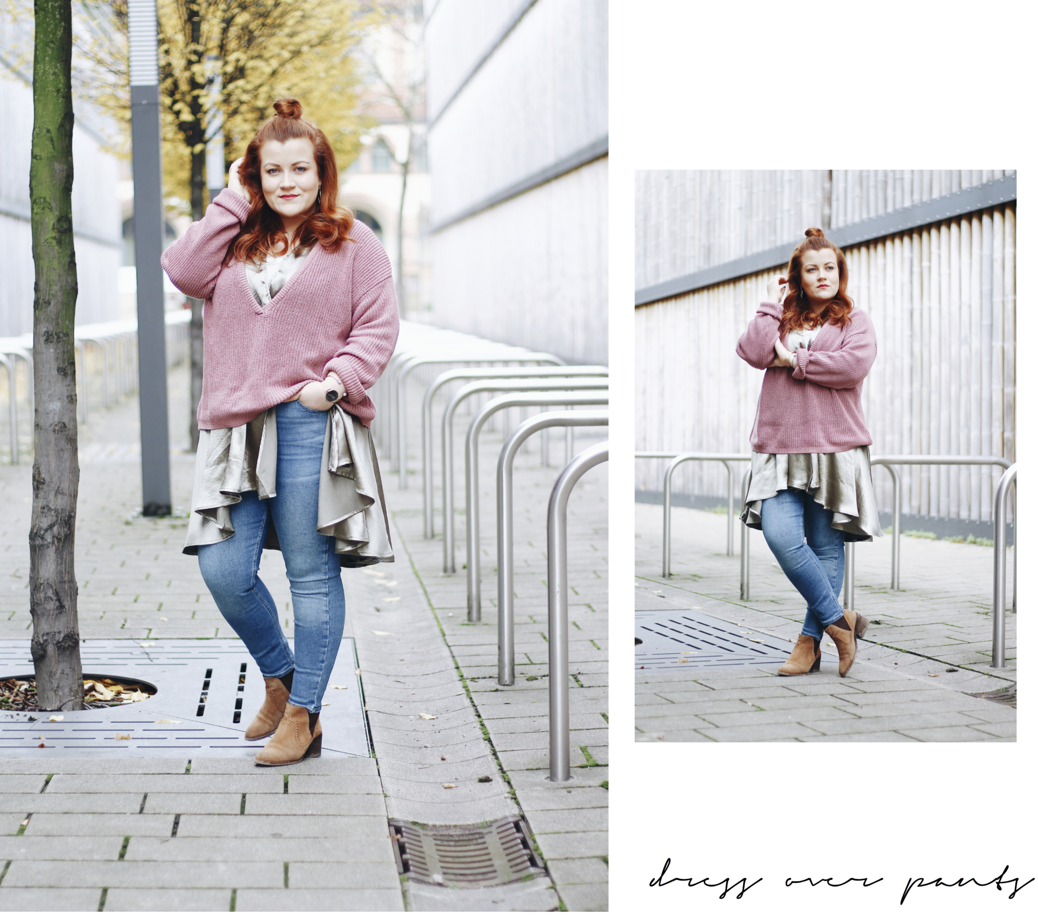 Outfit Collage: Blogger Style: So trage ich den Kleid über Hose Trend - Fashion Blog Leipzig