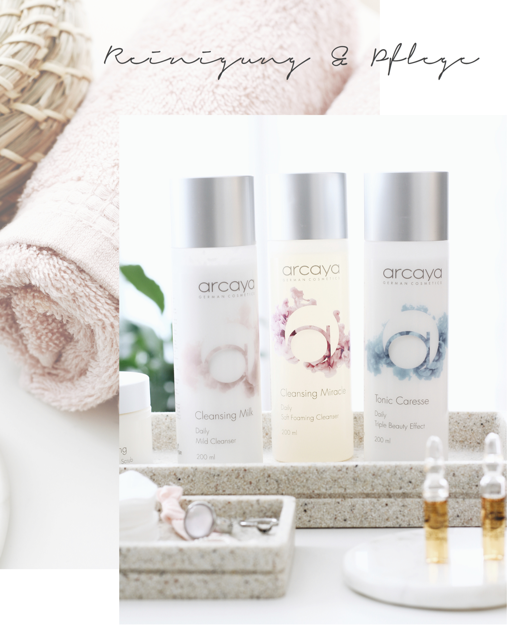 arcaya Starters für eine reine und schöne Schaut - Der Reinigungs- & Pflege-Guide zeigt dir eine einfache Routine, wie du dein Gesicht für eine reine und strahlende Haut richtig reinigst und pflegst. - Beauty Blog Leipzig