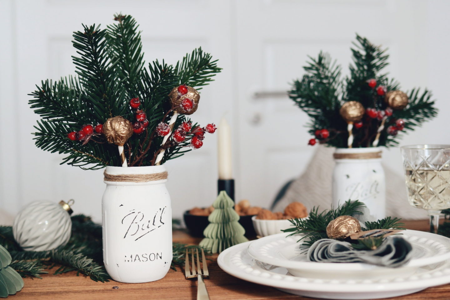 DIY Centerpiece Tischdeko Weihnachten: festliche Tischdekoration für Weihnachten