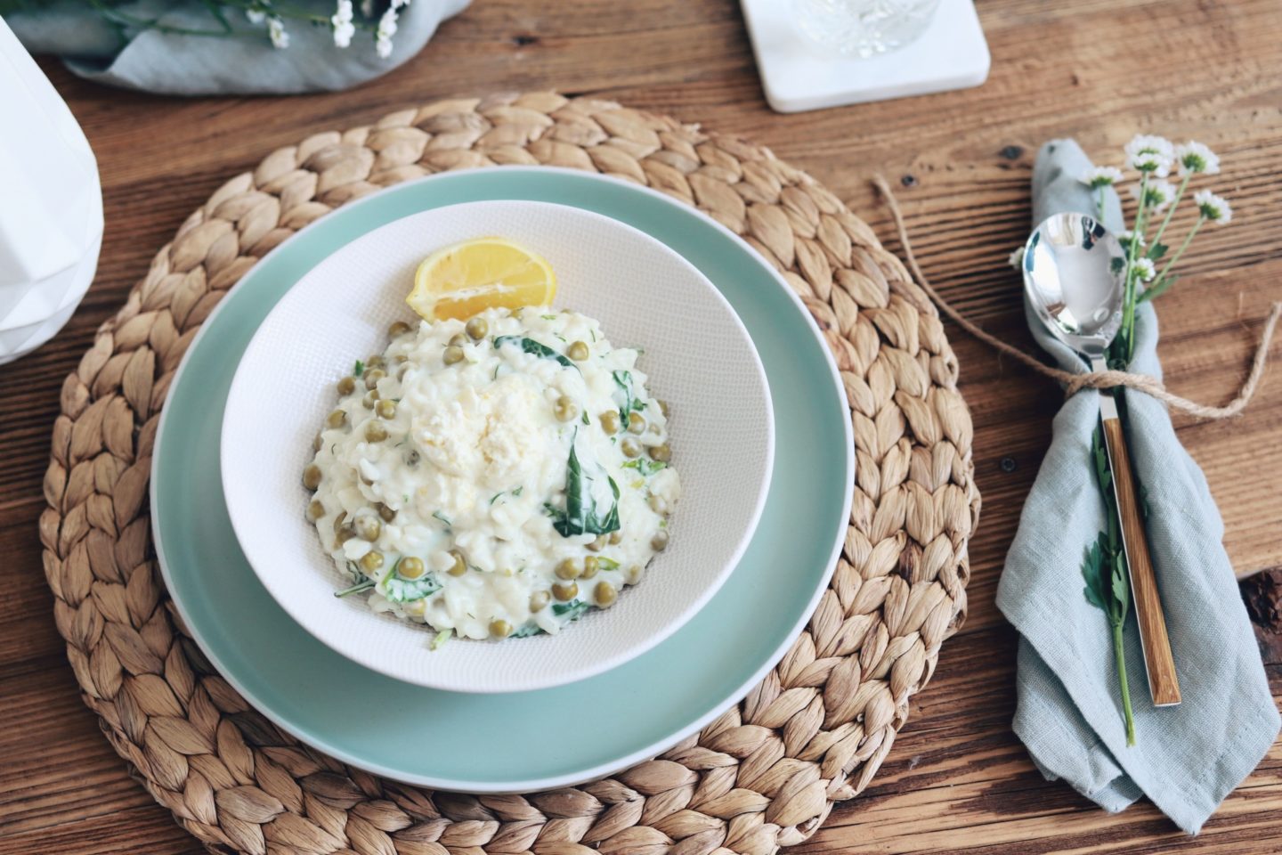 Rezeptidee für Cremiges Risotto mit Mascarpone & Erbsen