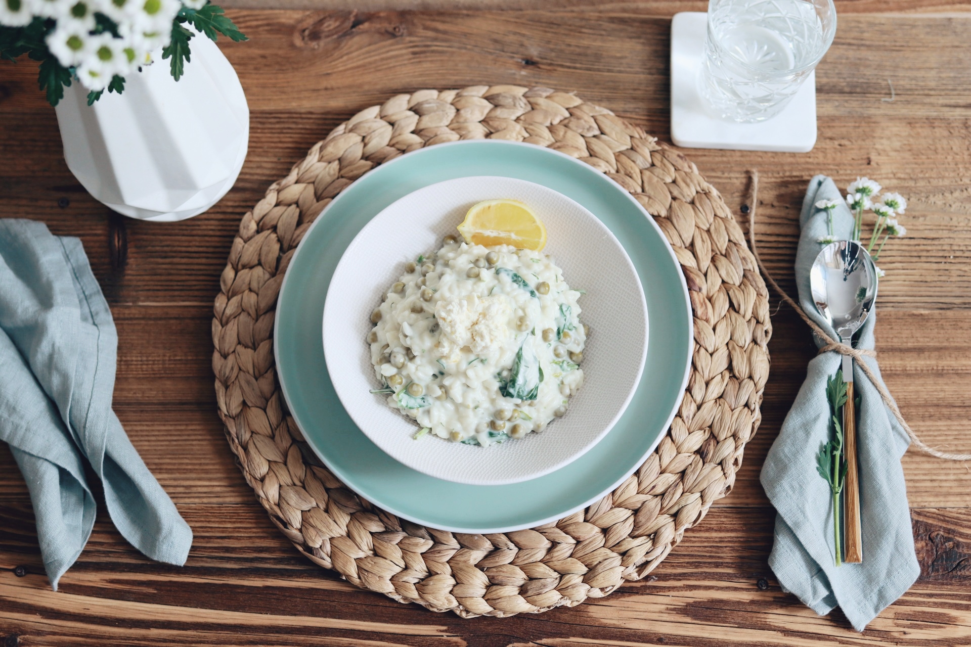 Rezept: Cremiges Risotto mit Mascarpone &amp; Erbsen