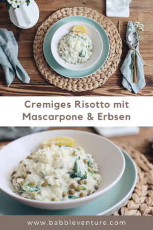 Rezeptidee für Cremiges Risotto mit Mascarpone & Erbsen