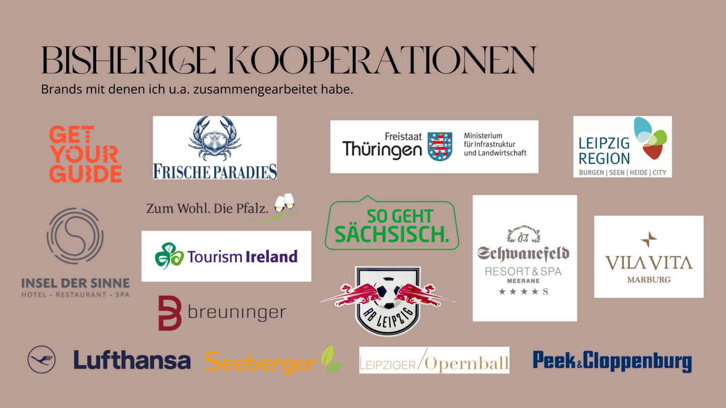Bisherige Kooperationspartner der Food- und Reisebloggerin Daniela Raboldt aus Leipzig (Auswahl)
